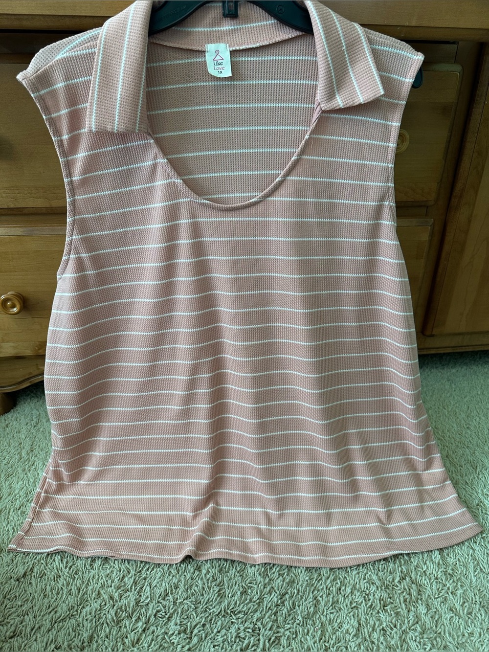 NWOT LIKE LOVE STRIPE WAFFLE KNIT TOP